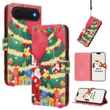 Christmas Series Buckle Leather Phone Case with Hand Strap, For iPhone 17e / 16e, For iPhone 17 Pro Max, For iPhone 17 Pro, For iPhone 17, For iPhone Air, For iPhone 16 Pro Max, For iPhone 16 Pro, For iPhone 16 Plus