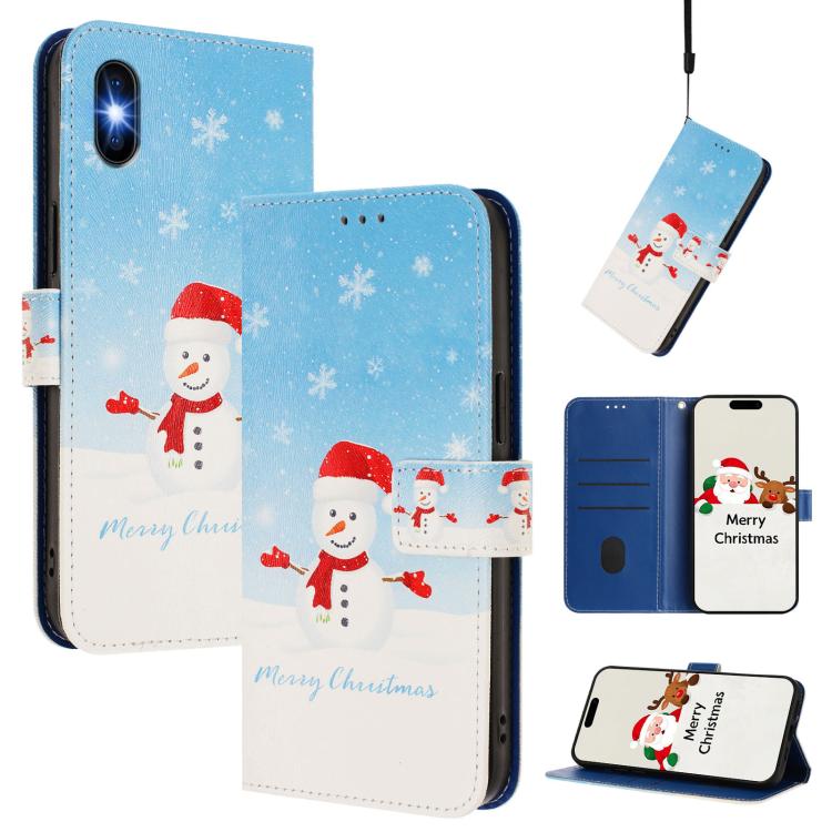 Christmas Series Buckle Leather Phone Case with Hand Strap, For iPhone 11 Pro Max, For iPhone 11, For iPhone 11 Pro, For iPhone XS / X, For iPhone XR, For iPhone XS Max, For iPhone 8 Plus / 7 Plus