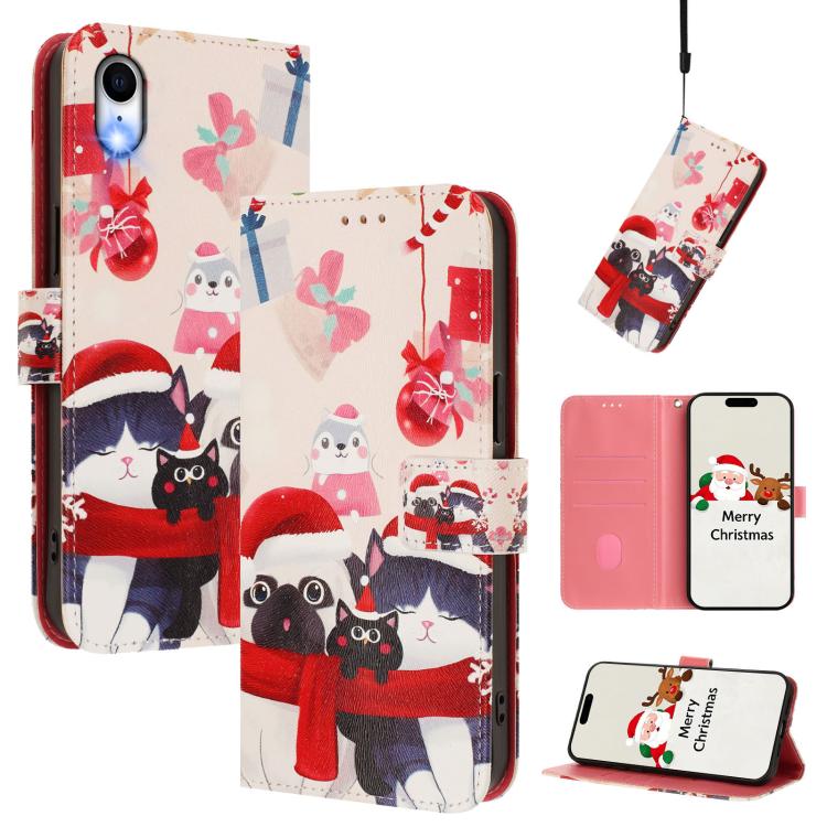Christmas Series Buckle Leather Phone Case with Hand Strap, For iPhone 11 Pro Max, For iPhone 11, For iPhone 11 Pro, For iPhone XS / X, For iPhone XR, For iPhone XS Max, For iPhone 8 Plus / 7 Plus