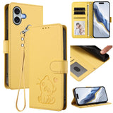 Embossed Heart Cat Leather Phone Case with Hand Strap, For iPhone 16, For iPhone 15 Pro Max, For iPhone 15 Pro, For iPhone 15 Plus