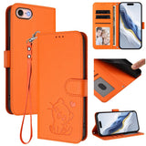 Embossed Heart Cat Leather Phone Case with Hand Strap, For iPhone 14 Pro Max, For iPhone 7 / 8 / SE 2022, For iPhone 13 Pro Max, For iPhone 13 Pro
