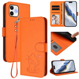 Embossed Heart Cat Leather Phone Case with Hand Strap, For iPhone 11 Pro Max, For iPhone 11, For iPhone 11 Pro, For iPhone X / XS