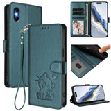 Embossed Heart Cat Leather Phone Case with Hand Strap, For iPhone 11 Pro Max, For iPhone 11, For iPhone 11 Pro, For iPhone X / XS