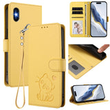 Embossed Heart Cat Leather Phone Case with Hand Strap, For iPhone XR, For iPhone XS Max, For iPhone 7 Plus / 8 Plus