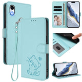 Embossed Heart Cat Leather Phone Case with Hand Strap, For iPhone XR, For iPhone XS Max, For iPhone 7 Plus / 8 Plus