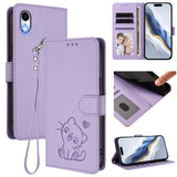 Embossed Heart Cat Leather Phone Case with Hand Strap, For iPhone XR, For iPhone XS Max, For iPhone 7 Plus / 8 Plus