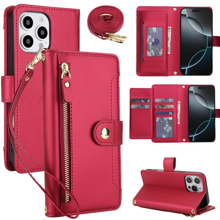 Seven Card Slots Zipper Wallet Leather Phone Case with Lanyard, For iPhone 17 Pro Max, For iPhone 17 Pro, For iPhone 17, For iPhone Air, For iPhone 16 Pro Max, For iPhone 16 Pro