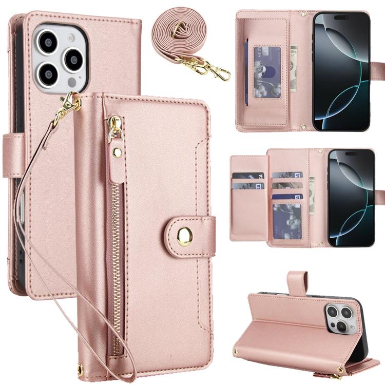 Seven Card Slots Zipper Wallet Leather Phone Case with Lanyard, For iPhone 17 Pro Max, For iPhone 17 Pro, For iPhone 17, For iPhone Air, For iPhone 16 Pro Max, For iPhone 16 Pro