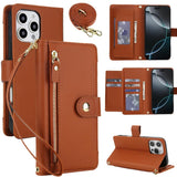 Seven Card Slots Zipper Wallet Leather Phone Case with Lanyard, For iPhone 17 Pro Max, For iPhone 17 Pro, For iPhone 17, For iPhone Air, For iPhone 16 Pro Max, For iPhone 16 Pro