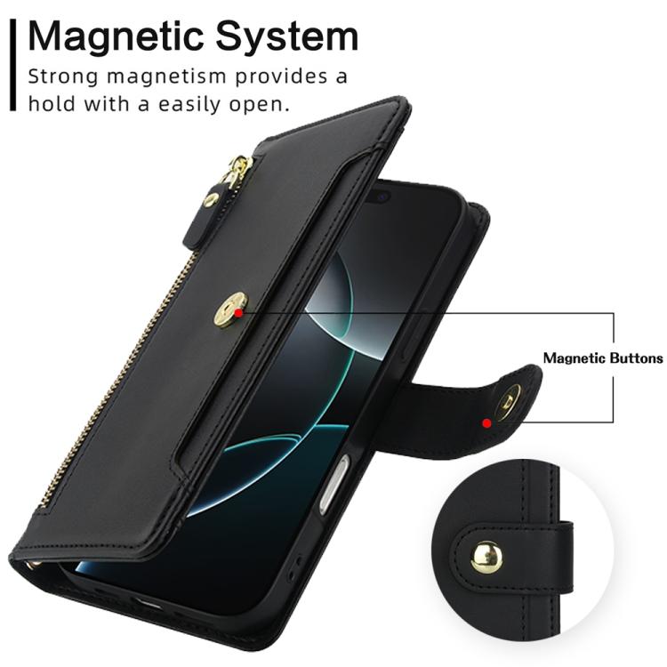Seven Card Slots Zipper Wallet Leather Phone Case with Lanyard, For iPhone 17 Pro Max, For iPhone 17 Pro, For iPhone 17, For iPhone Air, For iPhone 16 Pro Max, For iPhone 16 Pro