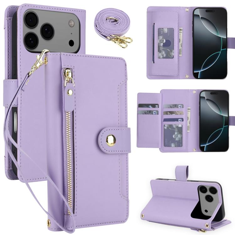 Seven Card Slots Zipper Wallet Leather Phone Case with Lanyard, For iPhone 17 Pro Max, For iPhone 17 Pro, For iPhone 17, For iPhone Air, For iPhone 16 Pro Max, For iPhone 16 Pro