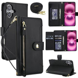 Seven Card Slots Zipper Wallet Leather Phone Case with Lanyard, For iPhone 17 Pro Max, For iPhone 17 Pro, For iPhone 17, For iPhone Air, For iPhone 16 Pro Max, For iPhone 16 Pro