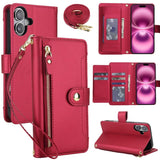 Seven Card Slots Zipper Wallet Leather Phone Case with Lanyard, For iPhone 17 Pro Max, For iPhone 17 Pro, For iPhone 17, For iPhone Air, For iPhone 16 Pro Max, For iPhone 16 Pro