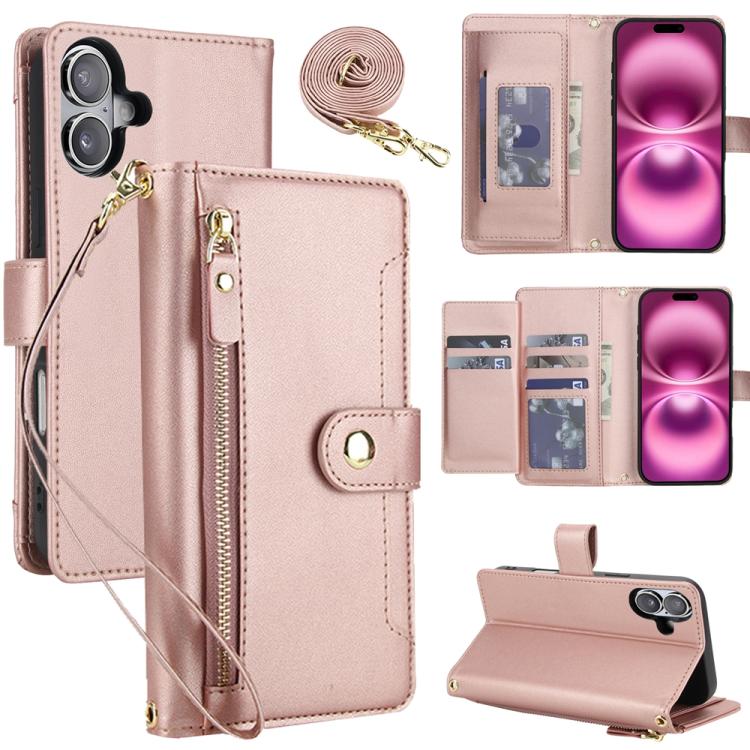 Seven Card Slots Zipper Wallet Leather Phone Case with Lanyard, For iPhone 17 Pro Max, For iPhone 17 Pro, For iPhone 17, For iPhone Air, For iPhone 16 Pro Max, For iPhone 16 Pro