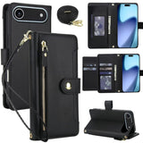 Seven Card Slots Zipper Wallet Leather Phone Case with Lanyard, For iPhone 17 Pro Max, For iPhone 17 Pro, For iPhone 17, For iPhone Air, For iPhone 16 Pro Max, For iPhone 16 Pro