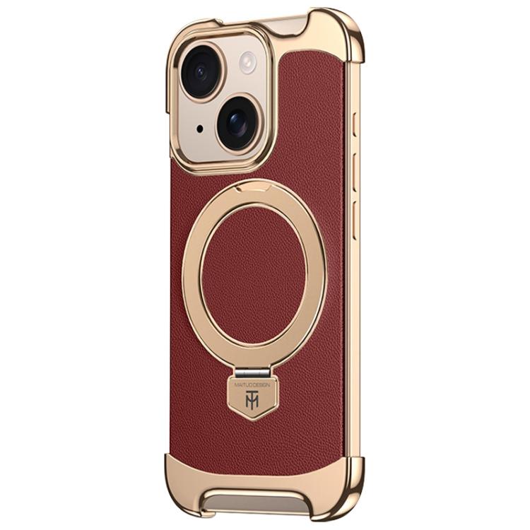 Borderless MagSafe Ring Holder Plain Leather Phone Case, For iPhone 14 Pro Max, For iPhone 13 Pro Max, For iPhone 13 Pro, For iPhone 13