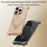 Borderless MagSafe Ring Holder Plain Leather Phone Case, For iPhone 14 Pro Max, For iPhone 13 Pro Max, For iPhone 13 Pro, For iPhone 13