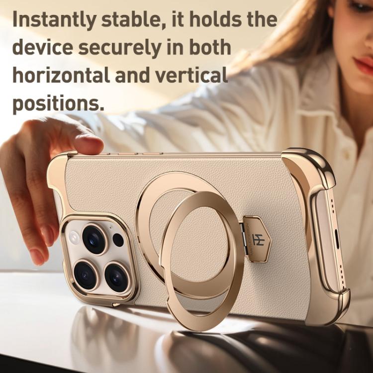 Borderless MagSafe Ring Holder Plain Leather Phone Case, For iPhone 14 Pro Max, For iPhone 13 Pro Max, For iPhone 13 Pro, For iPhone 13