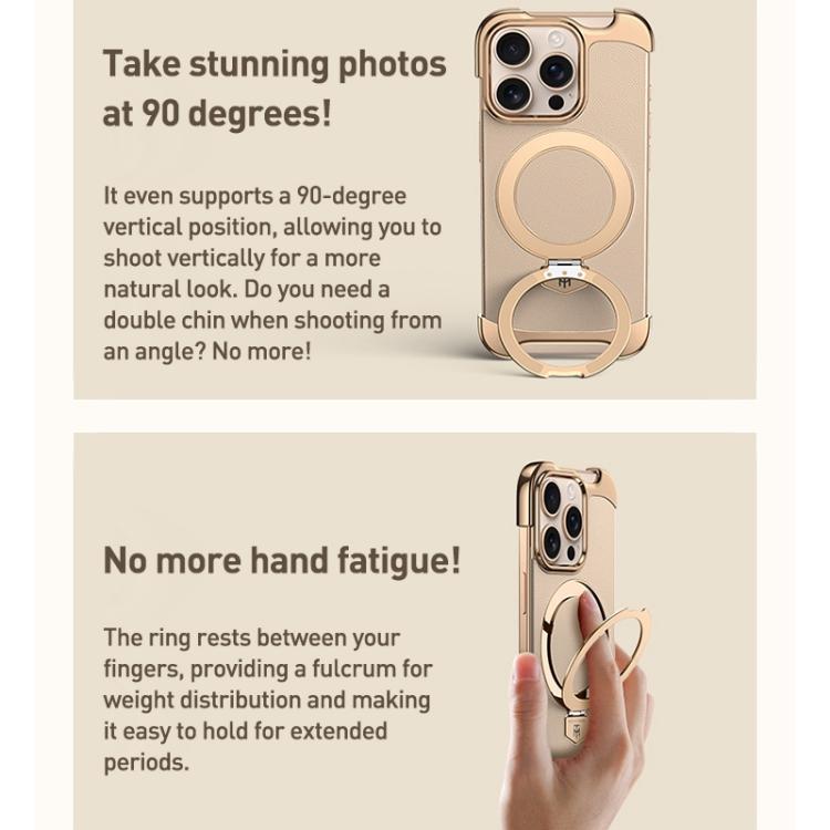 Borderless MagSafe Ring Holder Plain Leather Phone Case, For iPhone 14 Pro Max, For iPhone 13 Pro Max, For iPhone 13 Pro, For iPhone 13