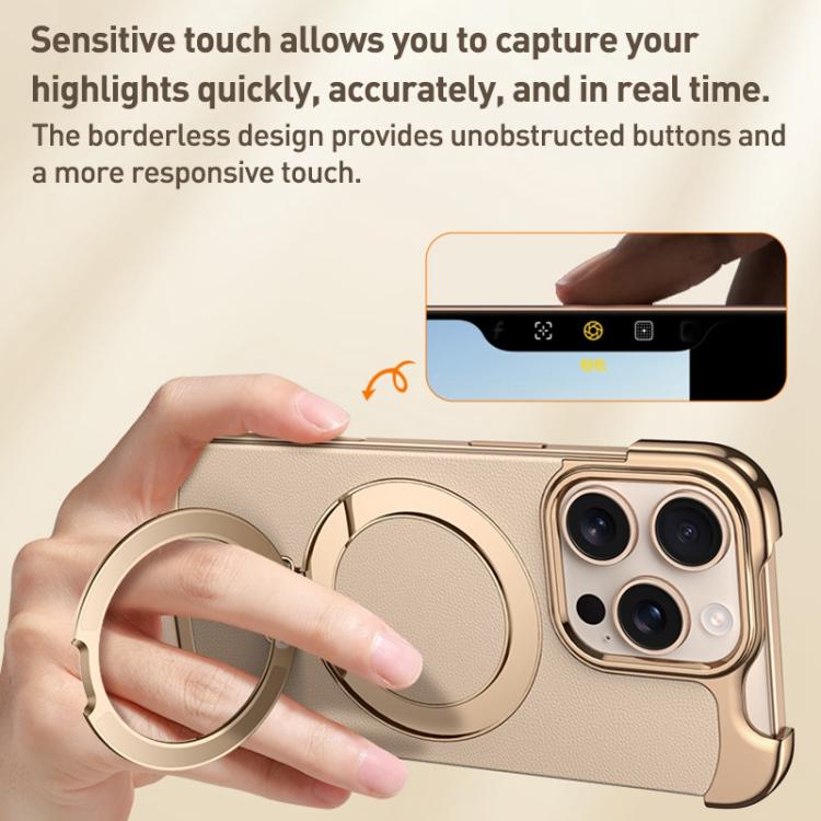 Borderless MagSafe Ring Holder Plain Leather Phone Case, For iPhone 14 Pro Max, For iPhone 13 Pro Max, For iPhone 13 Pro, For iPhone 13