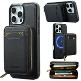 LC.IMEEKE L6 Series Zipper Card Bag MagSafe Magnetic Phone Case, For iPhone 17e / 16e, For iPhone 17 Pro Max, For iPhone 17 Pro, For iPhone 17, For iPhone Air, For iPhone 16 Pro Max, For iPhone 15 Pro Max, For iPhone 15 Plus