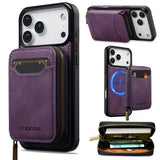 LC.IMEEKE L6 Series Zipper Card Bag MagSafe Magnetic Phone Case, For iPhone 17e / 16e, For iPhone 17 Pro Max, For iPhone 17 Pro, For iPhone 17, For iPhone Air, For iPhone 16 Pro Max, For iPhone 15 Pro Max, For iPhone 15 Plus