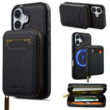 LC.IMEEKE L6 Series Zipper Card Bag MagSafe Magnetic Phone Case, For iPhone 17e / 16e, For iPhone 17 Pro Max, For iPhone 17 Pro, For iPhone 17, For iPhone Air, For iPhone 16 Pro Max, For iPhone 15 Pro Max, For iPhone 15 Plus