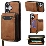 LC.IMEEKE L6 Series Zipper Card Bag MagSafe Magnetic Phone Case, For iPhone 17e / 16e, For iPhone 17 Pro Max, For iPhone 17 Pro, For iPhone 17, For iPhone Air, For iPhone 16 Pro Max, For iPhone 15 Pro Max, For iPhone 15 Plus