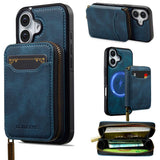 LC.IMEEKE L6 Series Zipper Card Bag MagSafe Magnetic Phone Case, For iPhone 17e / 16e, For iPhone 17 Pro Max, For iPhone 17 Pro, For iPhone 17, For iPhone Air, For iPhone 16 Pro Max, For iPhone 15 Pro Max, For iPhone 15 Plus