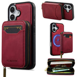 LC.IMEEKE L6 Series Zipper Card Bag MagSafe Magnetic Phone Case, For iPhone 17e / 16e, For iPhone 17 Pro Max, For iPhone 17 Pro, For iPhone 17, For iPhone Air, For iPhone 16 Pro Max, For iPhone 15 Pro Max, For iPhone 15 Plus
