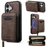 LC.IMEEKE L6 Series Zipper Card Bag MagSafe Magnetic Phone Case, For iPhone 17e / 16e, For iPhone 17 Pro Max, For iPhone 17 Pro, For iPhone 17, For iPhone Air, For iPhone 16 Pro Max, For iPhone 15 Pro Max, For iPhone 15 Plus