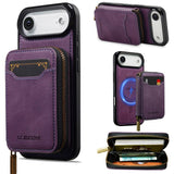 LC.IMEEKE L6 Series Zipper Card Bag MagSafe Magnetic Phone Case, For iPhone 17e / 16e, For iPhone 17 Pro Max, For iPhone 17 Pro, For iPhone 17, For iPhone Air, For iPhone 16 Pro Max, For iPhone 15 Pro Max, For iPhone 15 Plus