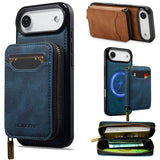 LC.IMEEKE L6 Series Zipper Card Bag MagSafe Magnetic Phone Case, For iPhone 17e / 16e, For iPhone 17 Pro Max, For iPhone 17 Pro, For iPhone 17, For iPhone Air, For iPhone 16 Pro Max, For iPhone 15 Pro Max, For iPhone 15 Plus