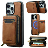 LC.IMEEKE L6 Series Zipper Card Bag MagSafe Magnetic Phone Case, For iPhone 17e / 16e, For iPhone 17 Pro Max, For iPhone 17 Pro, For iPhone 17, For iPhone Air, For iPhone 16 Pro Max, For iPhone 15 Pro Max, For iPhone 15 Plus