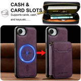 LC.IMEEKE L6 Series Zipper Card Bag MagSafe Magnetic Phone Case, For iPhone 17e / 16e, For iPhone 17 Pro Max, For iPhone 17 Pro, For iPhone 17, For iPhone Air, For iPhone 16 Pro Max, For iPhone 15 Pro Max, For iPhone 15 Plus
