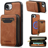 LC.IMEEKE L6 Series Zipper Card Bag MagSafe Magnetic Phone Case, For iPhone 17e / 16e, For iPhone 17 Pro Max, For iPhone 17 Pro, For iPhone 17, For iPhone Air, For iPhone 16 Pro Max, For iPhone 15 Pro Max, For iPhone 15 Plus