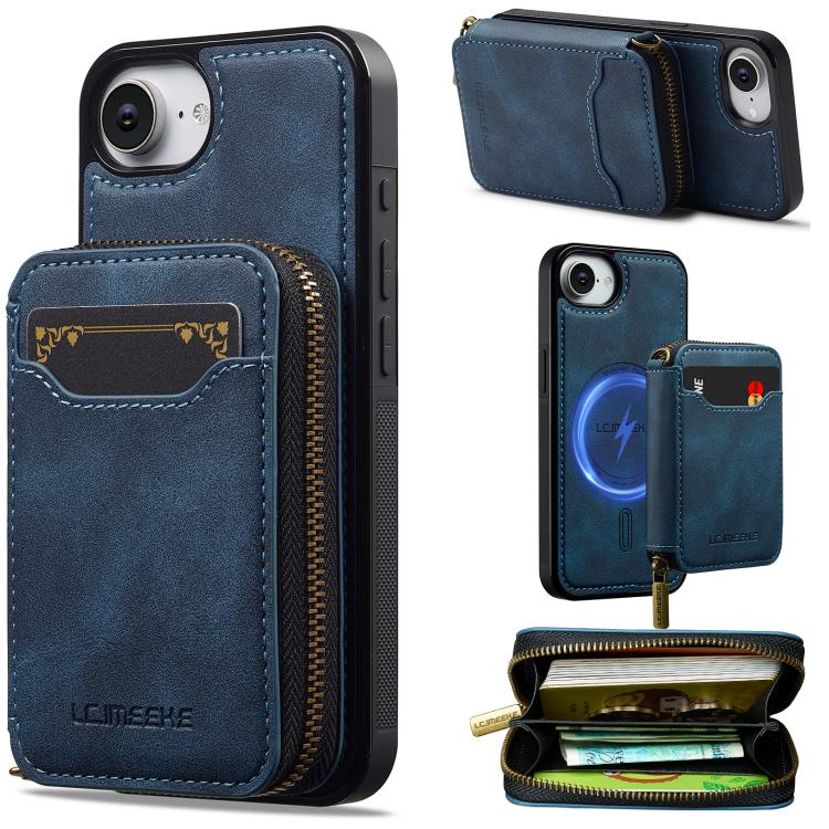 LC.IMEEKE L6 Series Zipper Card Bag MagSafe Magnetic Phone Case, For iPhone 17e / 16e, For iPhone 17 Pro Max, For iPhone 17 Pro, For iPhone 17, For iPhone Air, For iPhone 16 Pro Max, For iPhone 15 Pro Max, For iPhone 15 Plus