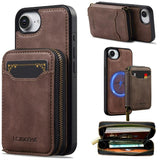 LC.IMEEKE L6 Series Zipper Card Bag MagSafe Magnetic Phone Case, For iPhone 17e / 16e, For iPhone 17 Pro Max, For iPhone 17 Pro, For iPhone 17, For iPhone Air, For iPhone 16 Pro Max, For iPhone 15 Pro Max, For iPhone 15 Plus
