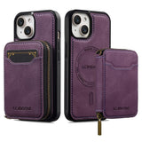 LC.IMEEKE L6 Series Zipper Card Bag MagSafe Magnetic Phone Case, For iPhone 15, For iPhone 14 Plus, For iPhone 14, For iPhone 13, For iPhone 13 mini, For iPhone 12 / 12 Pro, For iPhone 12 mini, For iPhone 11