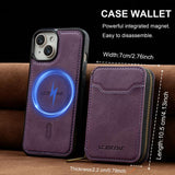 LC.IMEEKE L6 Series Zipper Card Bag MagSafe Magnetic Phone Case, For iPhone 15, For iPhone 14 Plus, For iPhone 14, For iPhone 13, For iPhone 13 mini, For iPhone 12 / 12 Pro, For iPhone 12 mini, For iPhone 11