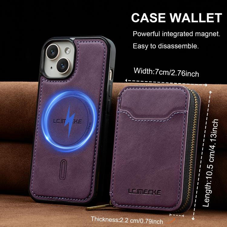 LC.IMEEKE L6 Series Zipper Card Bag MagSafe Magnetic Phone Case, For iPhone 15, For iPhone 14 Plus, For iPhone 14, For iPhone 13, For iPhone 13 mini, For iPhone 12 / 12 Pro, For iPhone 12 mini, For iPhone 11