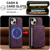 LC.IMEEKE L6 Series Zipper Card Bag MagSafe Magnetic Phone Case, For iPhone 15, For iPhone 14 Plus, For iPhone 14, For iPhone 13, For iPhone 13 mini, For iPhone 12 / 12 Pro, For iPhone 12 mini, For iPhone 11