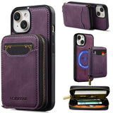 LC.IMEEKE L6 Series Zipper Card Bag MagSafe Magnetic Phone Case, For iPhone 15, For iPhone 14 Plus, For iPhone 14, For iPhone 13, For iPhone 13 mini, For iPhone 12 / 12 Pro, For iPhone 12 mini, For iPhone 11