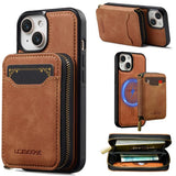 LC.IMEEKE L6 Series Zipper Card Bag MagSafe Magnetic Phone Case, For iPhone 15, For iPhone 14 Plus, For iPhone 14, For iPhone 13, For iPhone 13 mini, For iPhone 12 / 12 Pro, For iPhone 12 mini, For iPhone 11