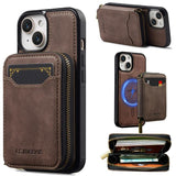 LC.IMEEKE L6 Series Zipper Card Bag MagSafe Magnetic Phone Case, For iPhone 15, For iPhone 14 Plus, For iPhone 14, For iPhone 13, For iPhone 13 mini, For iPhone 12 / 12 Pro, For iPhone 12 mini, For iPhone 11
