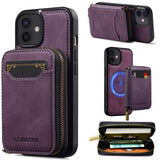 LC.IMEEKE L6 Series Zipper Card Bag MagSafe Magnetic Phone Case, For iPhone 15, For iPhone 14 Plus, For iPhone 14, For iPhone 13, For iPhone 13 mini, For iPhone 12 / 12 Pro, For iPhone 12 mini, For iPhone 11