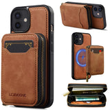 LC.IMEEKE L6 Series Zipper Card Bag MagSafe Magnetic Phone Case, For iPhone 15, For iPhone 14 Plus, For iPhone 14, For iPhone 13, For iPhone 13 mini, For iPhone 12 / 12 Pro, For iPhone 12 mini, For iPhone 11