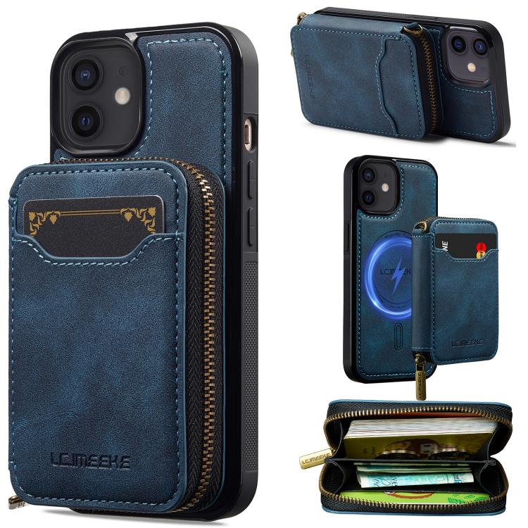 LC.IMEEKE L6 Series Zipper Card Bag MagSafe Magnetic Phone Case, For iPhone 15, For iPhone 14 Plus, For iPhone 14, For iPhone 13, For iPhone 13 mini, For iPhone 12 / 12 Pro, For iPhone 12 mini, For iPhone 11