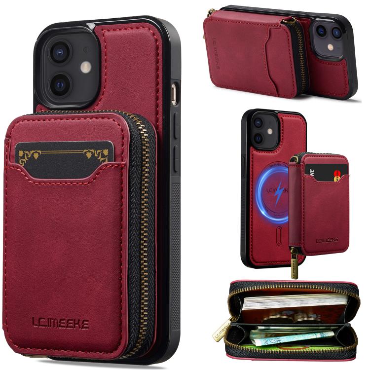 LC.IMEEKE L6 Series Zipper Card Bag MagSafe Magnetic Phone Case, For iPhone 15, For iPhone 14 Plus, For iPhone 14, For iPhone 13, For iPhone 13 mini, For iPhone 12 / 12 Pro, For iPhone 12 mini, For iPhone 11