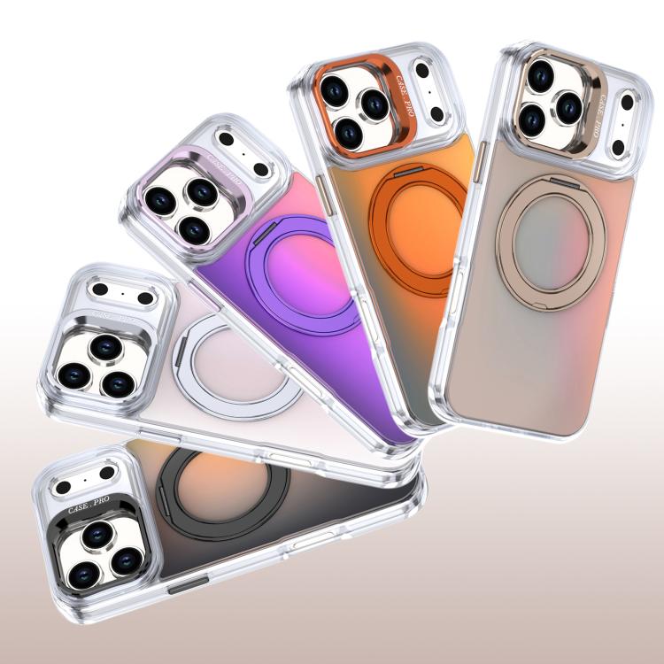 Gradient Discolor Rotating Holder Lens Kickstand Magsafe Phone Case, For iPhone 17 Pro Max, For iPhone 17 Pro, For iPhone Air